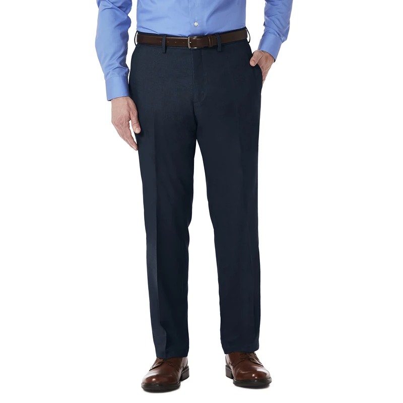 Kenneth Cole Reaction Men's Stretch Modern-Fit Flat-Front Pant, Navy, 34W x 30L