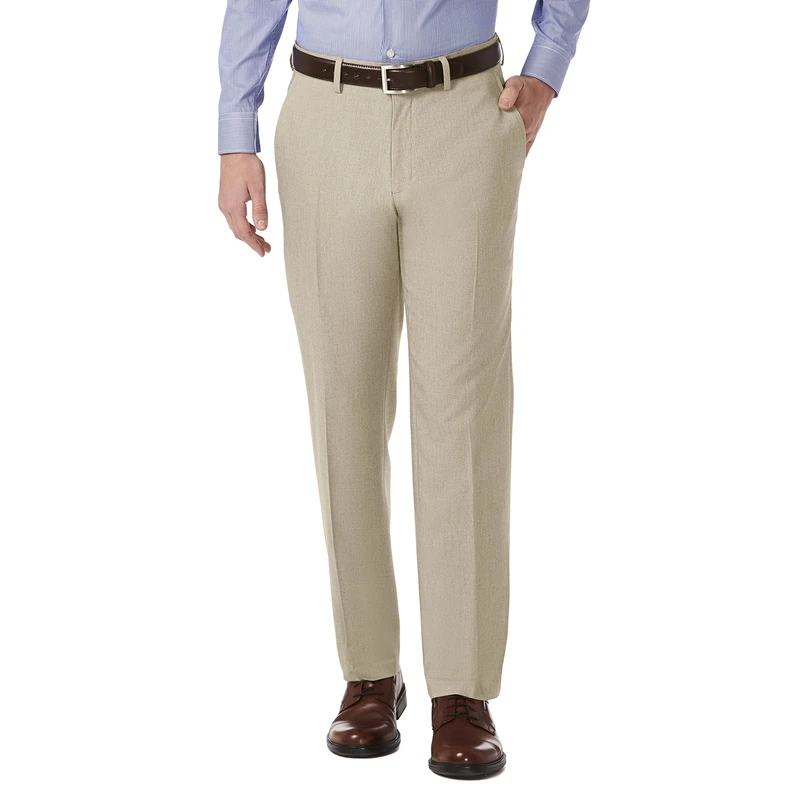 Kenneth Cole Reaction Men's Stretch Modern-Fit Flat-Front Pant, Oatmeal, 34W / 34L