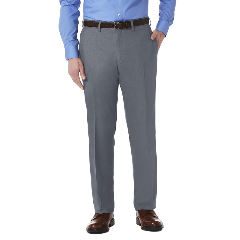 Kenneth Cole Men's Modern Stretch Trousers with Flat Front Stretch Modern Fit Flat Front Trousers - Trousers with Modern Cut, Grey Dark, 32 W/30 L