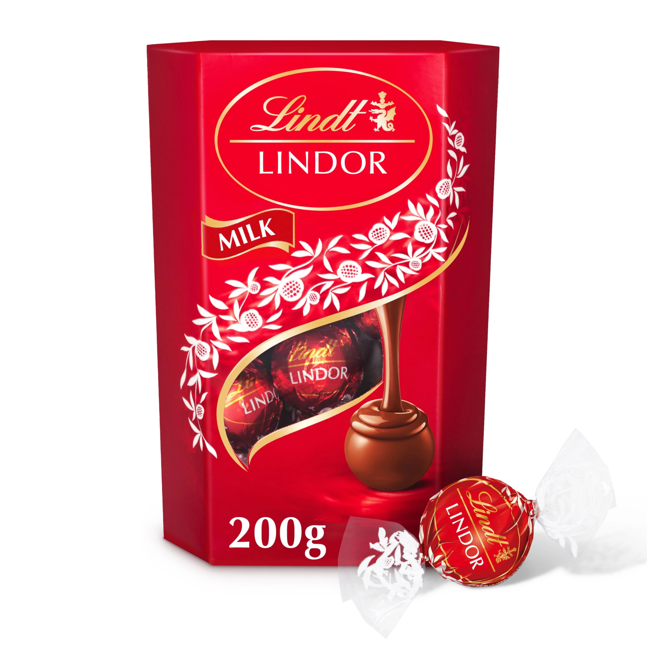 Lindt Lindor Milk Chocolate Truffles – 200g Box (Approx. 16 Balls) – Smooth Filling – Christmas, Gift, Birthday, Congratulations Treat