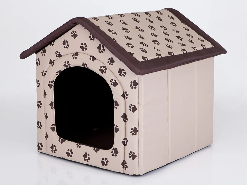 Hobbydog Dog House, Size 4, Beige with Paws