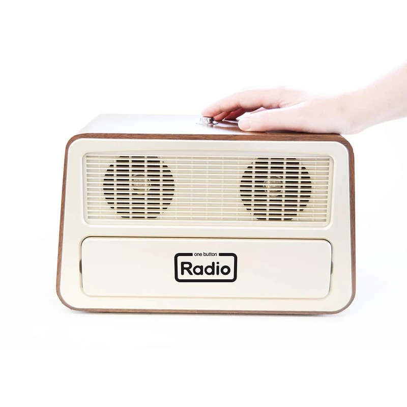 Ravencout Living One Button Radio, AM/FM, For Elderly, Dementia, Alzheimer's, Autism, Visual Impairment, Rechargeable, Retro style - Image 1