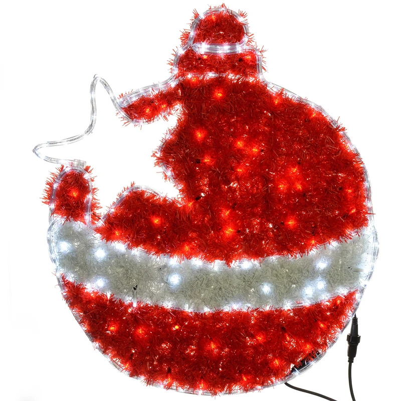 WeRChristmas Flashing LED Tinsel Bauble Silhouette Christmas Decoration with Speed Controller, 82 cm - Multi-Colour