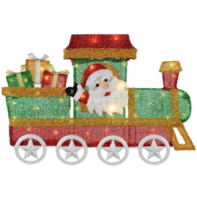 WeRChristmas Pre-Lit Train Silhouette with 35 Lights and Tinsel, 78 cm - Large, Warm White