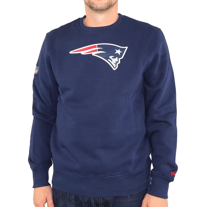 New Era Men's Team Logo Crew New England Patriots Long Sleeve Sweatshirt, Oceanside Blue, Large