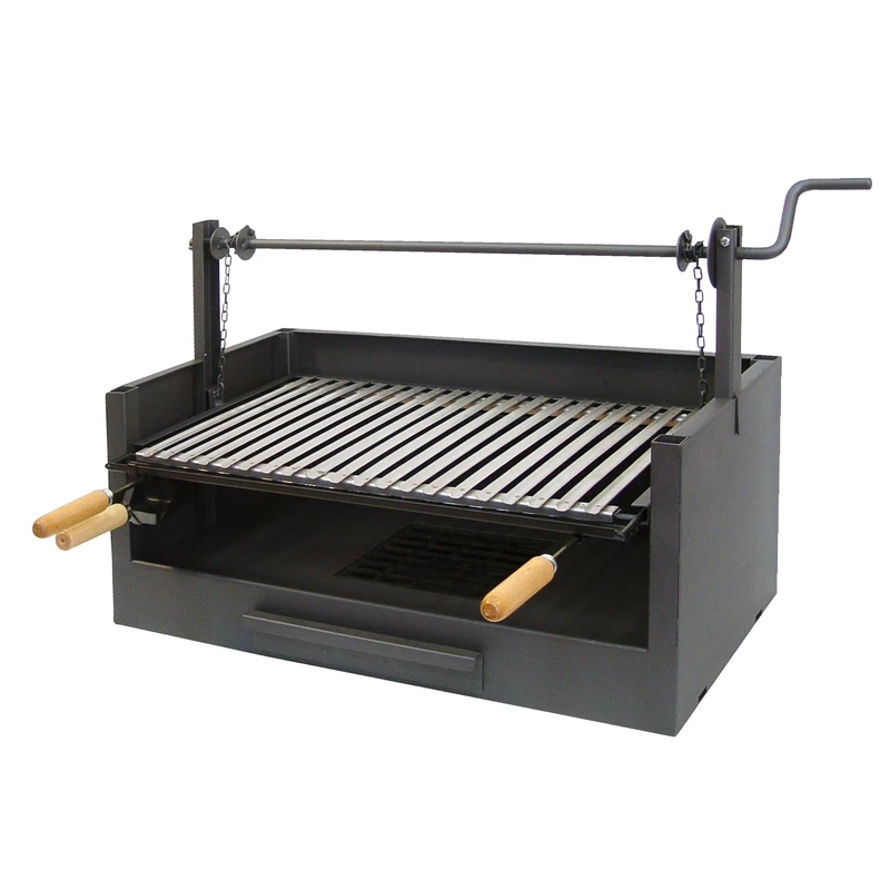 EL ZORRO Imex 71509 – Raised Barbecue Drawer, Stainless Steel Grill 63 x 75 x 42 cm, Black