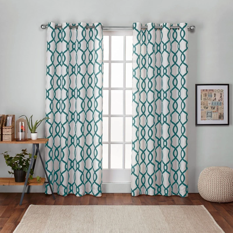 Exclusive Home Curtains Kochi Grommet Top Panel Pair, Teal, 54x84, 2 Piece