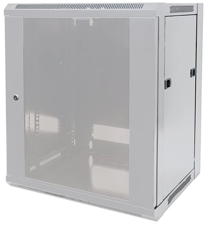 Intellinet Network Cabinet, Wall Mount (Standard), 9U, 450 mm Deep, Grey, Flatpack, Max 60 kg, Metal & Glass Door, Back Panel, Removeable Sides, Suitable also for use on a desk or floor, 19 Inch
