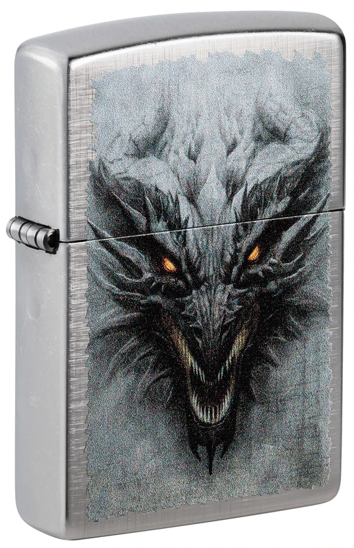 Zippo Windproof Lighter, Dragon Design – Linen Weave, Colour Image – Refillable, Reusable, Windproof Design – Comes in Gift Box – Made in USA