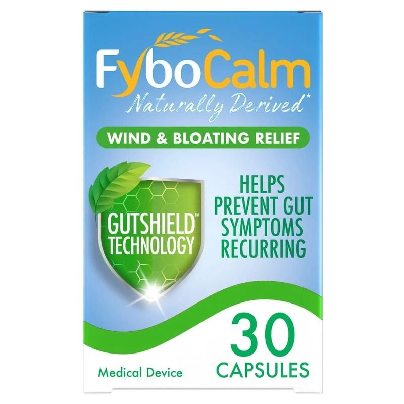 Fybocalm Wind and bloating relief, 30 capsules, Naturally derived, Wind and bloating relief, long lasting relief, Clinically proven, Gluten free