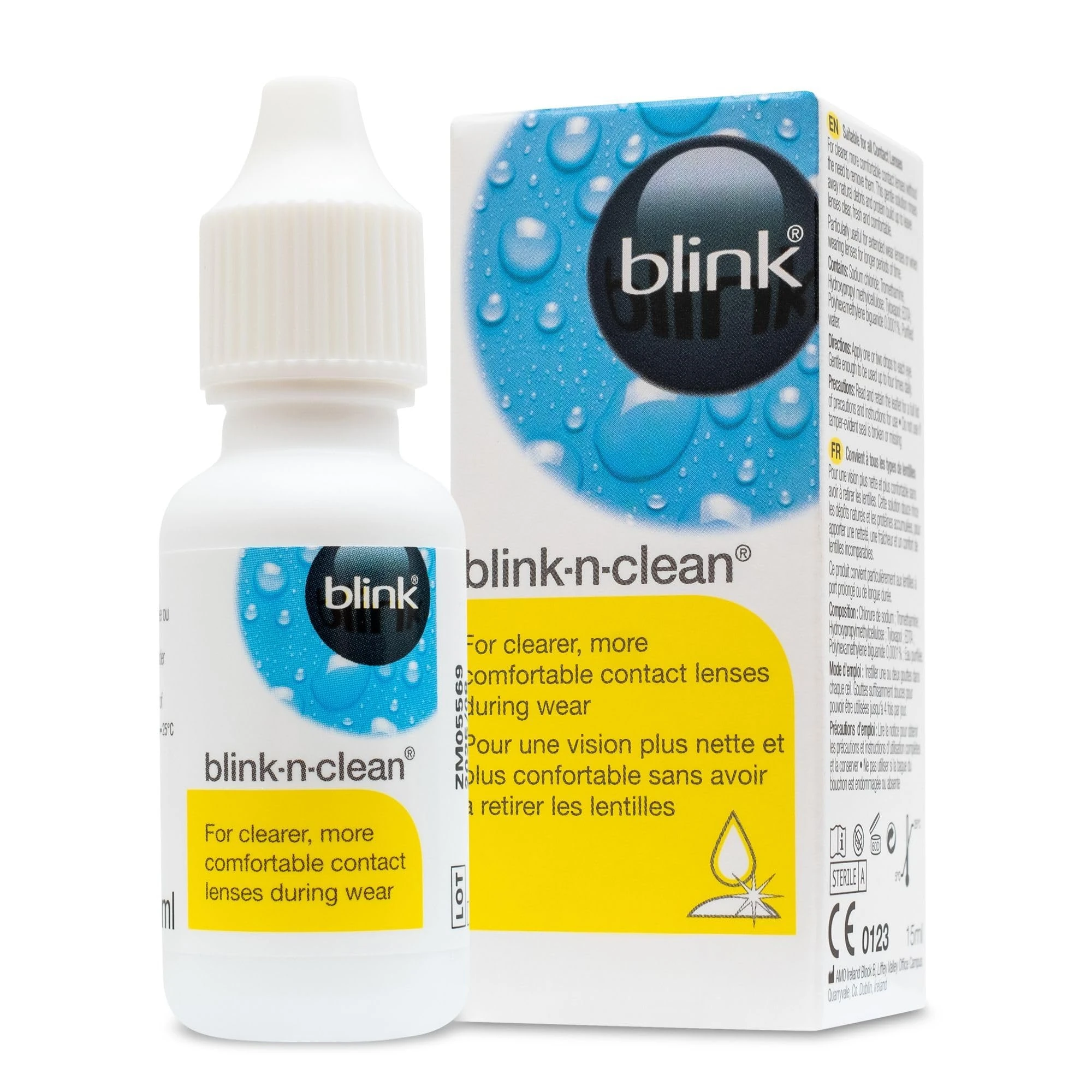 Blink-n-Clean Contact Lens Eye Drops for Dry Contact Lenses - Instant Cleaning and Moisturising for Dry Eyes - Refreshing & Lubricating Eye Drops Helps Maintain Lens Comfort, 15 ml