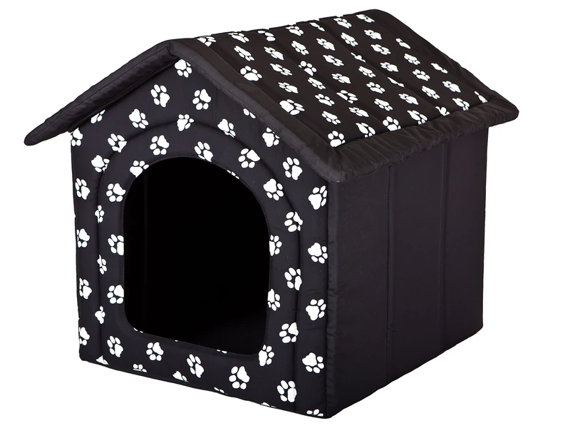 Hobbydog Dog House, Size 3, Black with Paws