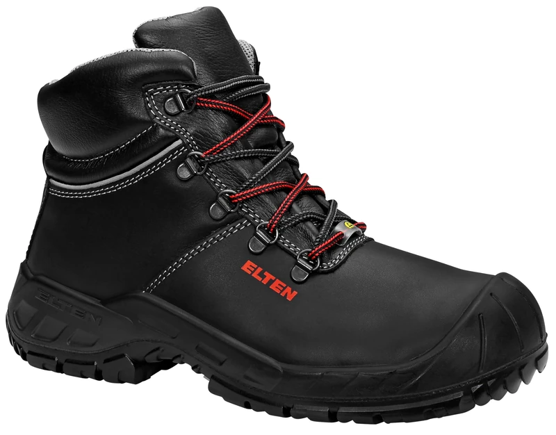 Elten 766841-41 Safety Boots "Laurenzo PU Mid" ESD S3, Size 7.5, Black/White/Red