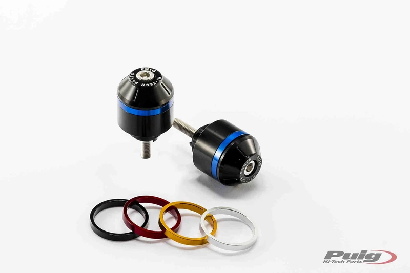 Puig 8070N short handlebar bar ends with ring in CNC-machined aluminum for vibration reduction and customization, Black - Image 1