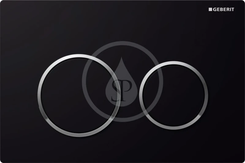 Geberit Cover Plate Omega 20, 115.085.KM.1, 2 Dual Flush, Black/Polished Chrome Alloy Finish