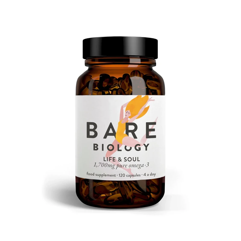 Bare Biology Super-Strength Fish Oil 1,700mg Omega-3 - Life & Soul Daily Minis Omega 3 Capsules, 1,100mg 500mg DHA, Supports Heart, Brain Function & Eye Health