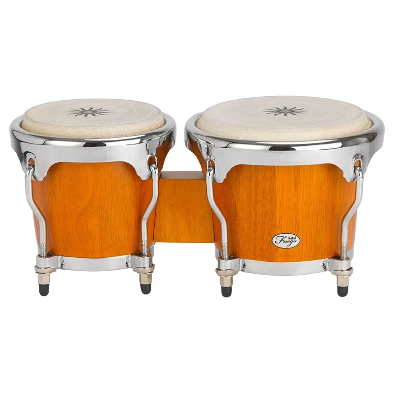 Natal Fuego Series Natural Wood Bongos Chrome Hardware Matte Honey