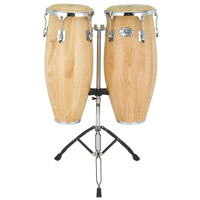 Natal Fuego Series Natural Wood 10 & 11 inch Congas in Matt Natural with Stand