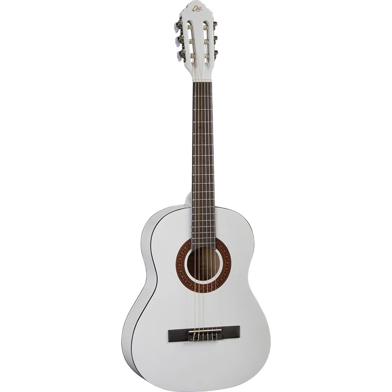 EKO Guitars - CS-5 WHITE Studio Series Classical Guitar 3/4 Scale Agathis Top with Laminated Linden Wood Bands and Base Mahogany Handle Birch Fingerboard with Bag White