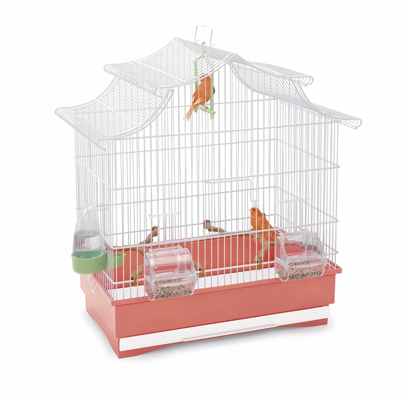 Imac 5-06262 Pagoda Bird Cage, 50 x 30 x 53 cm, White and Pink, Standard, One Size