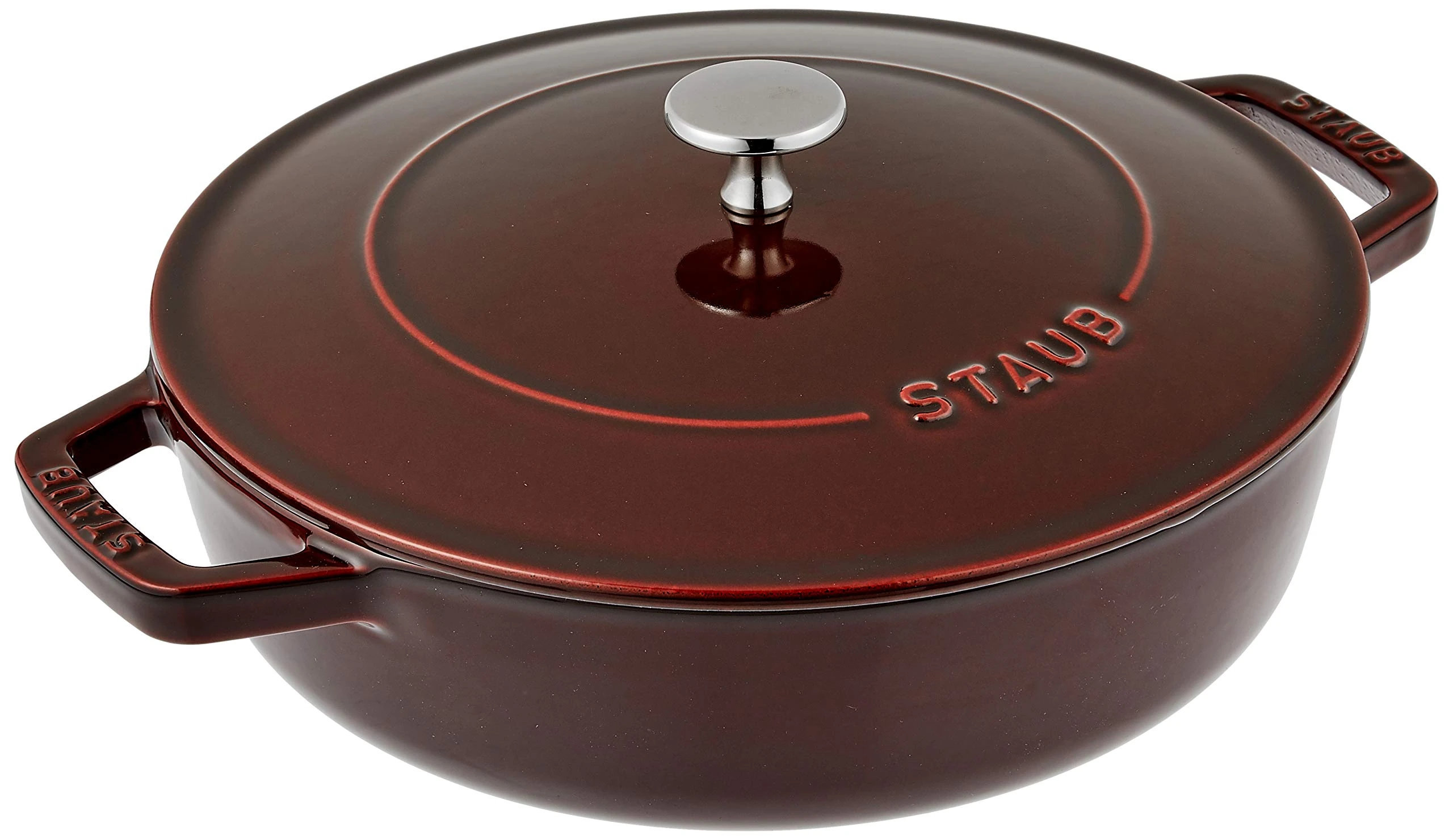 STAUB Chistera Cast Iron Oval Casserole,, Grenadine Red, 24 cm