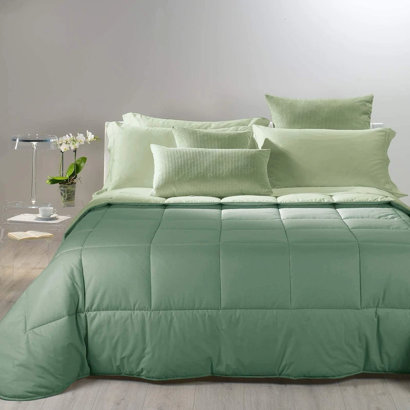 Caleffi Bicolor Cotton Quilt 160 x 190 cm Jade