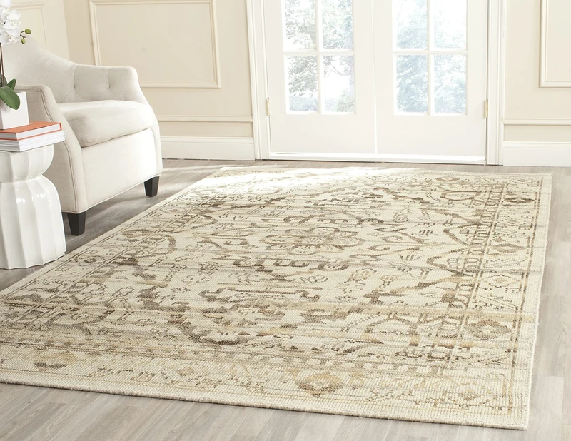 Safavieh Moroccan Inspired Indoor Hand Knotted Rectangle Area Rug, Kenya Collection, KNY817, in Natural, 183 X 274 cm for Living Room, Bedroom or Any Indoor Space