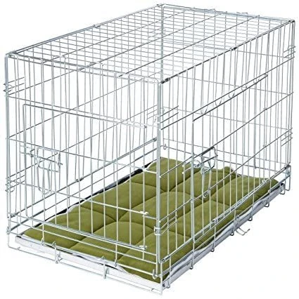 Bunny Business Metal Dog Crate 2 Doors with Bedding and Lint Rollers, Large, 36-inch, Silver