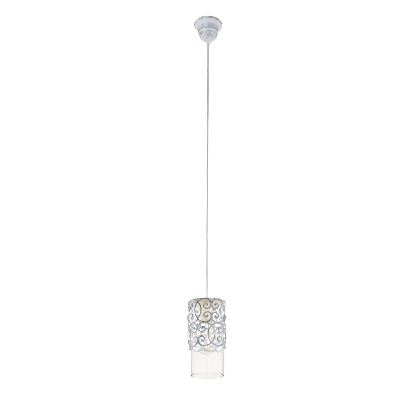 Eglo Pendant Light Cardigan, 1-Light Hanging Lamp Vintage, Retro, Pendant Lamp Made of Steel and Glass in Grey-Blue, Clear, Dining Table Light, Hanging Living Room Lamp with E27 Socket
