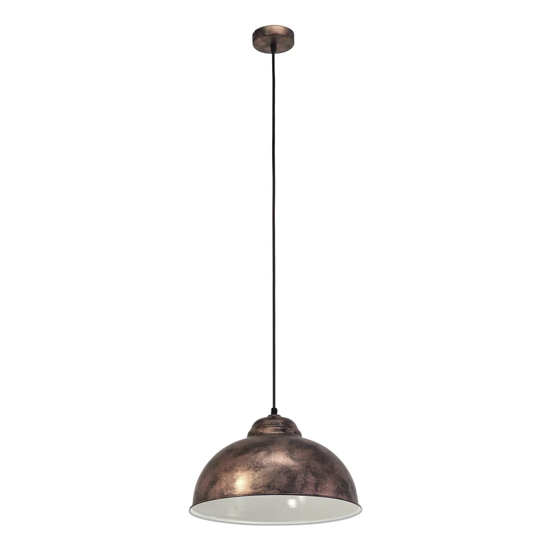 Eglo Truro 2 Vintage Pendant Lamp, Industrial/Retro Design Ceiling Light in Steel Copper-Coloured Antique, E27 Socket