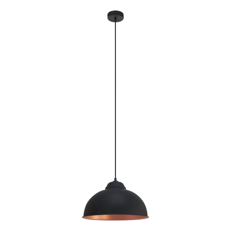 Eglo Truro 2 Vintage Pendant Light, Industrial/Retro Design Hanging Lamp, Made of Steel with Colour Black and Copper, E27 Socket