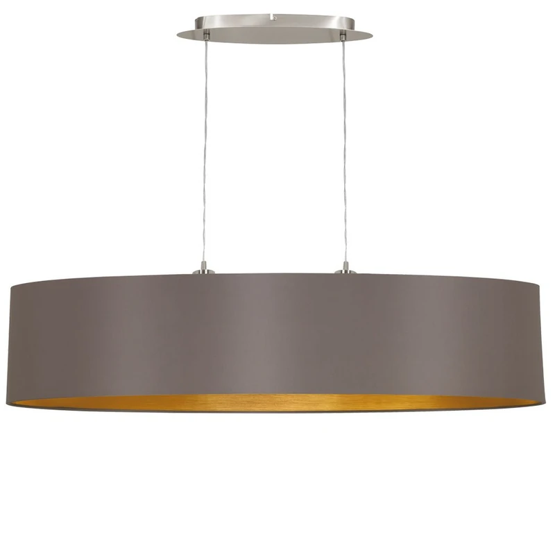 EGLO Maserlo 2-Flame Pendant Lamp, Textile Oval Ceiling Light