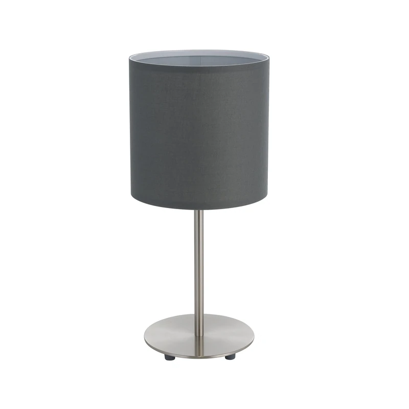 Eglo Bedside lamp Pasteri, Side Table Light Made of matt Nickel Steel and Grey Fabric, Living Room Lighting with Switch, E27 Socket, 15.7 inches