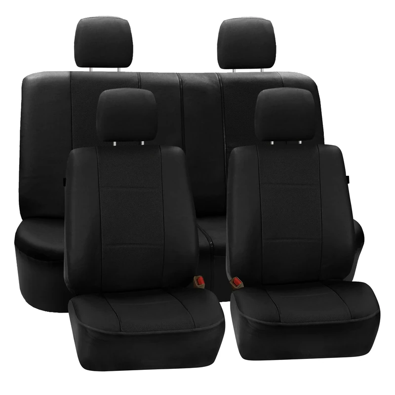 FH GROUP FH-PU007115 Deluxe Leatherette Car Seat Covers Airbag Compatible And Rear Split Full Set (Black)
