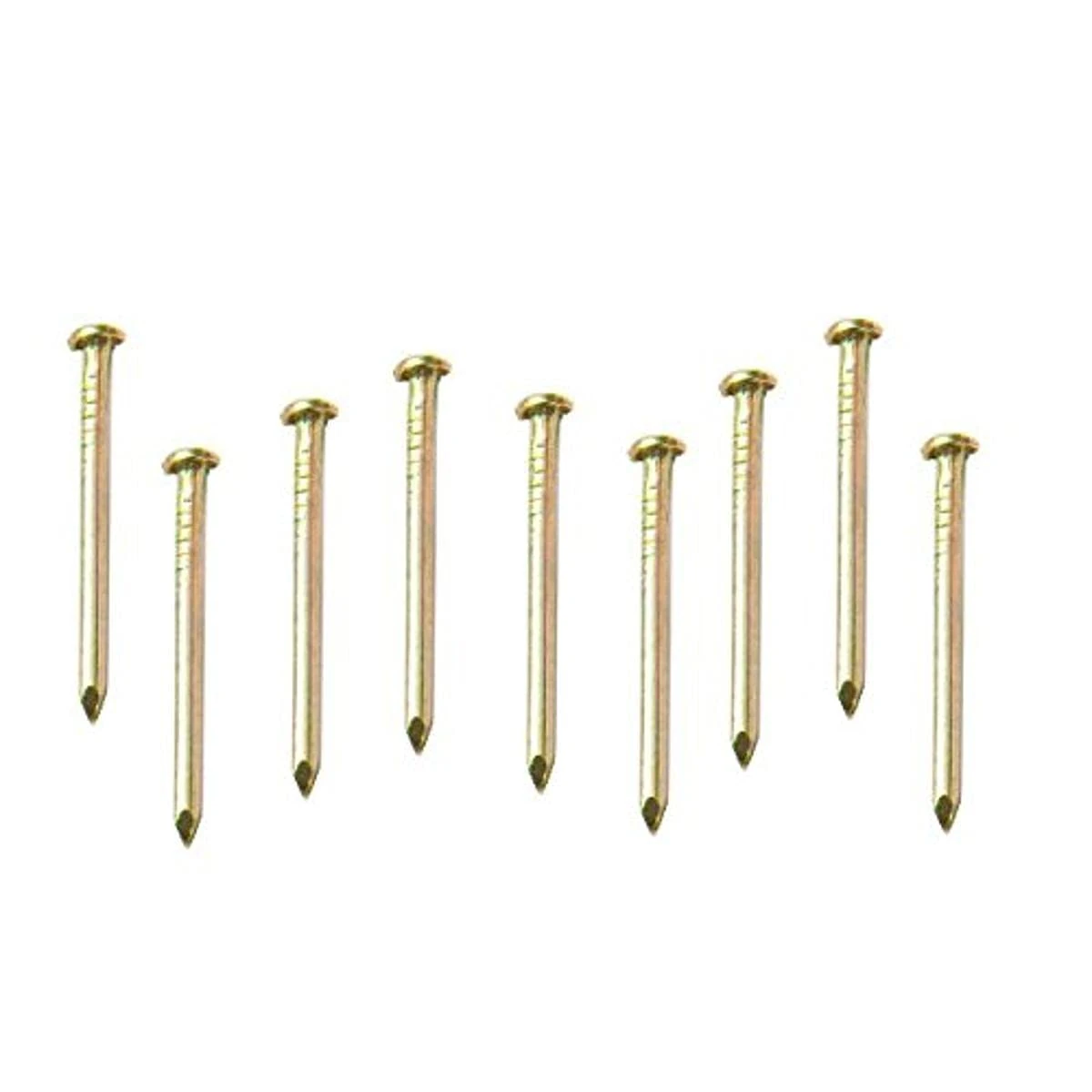 Merriway BH02287 (100 Pcs) EB Plain Head Hardened Picture Pin, Brass Plated - Pack of 100 Pieces
