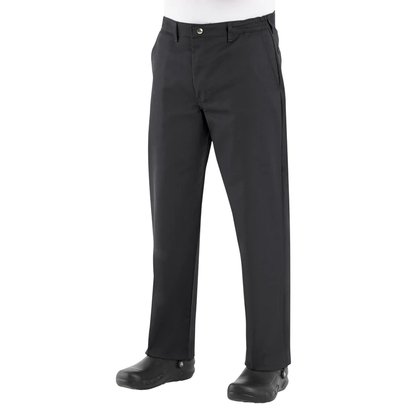 Chef Designs Men's Chef Pant BTM-Plain Front, Black, 30W x 34L