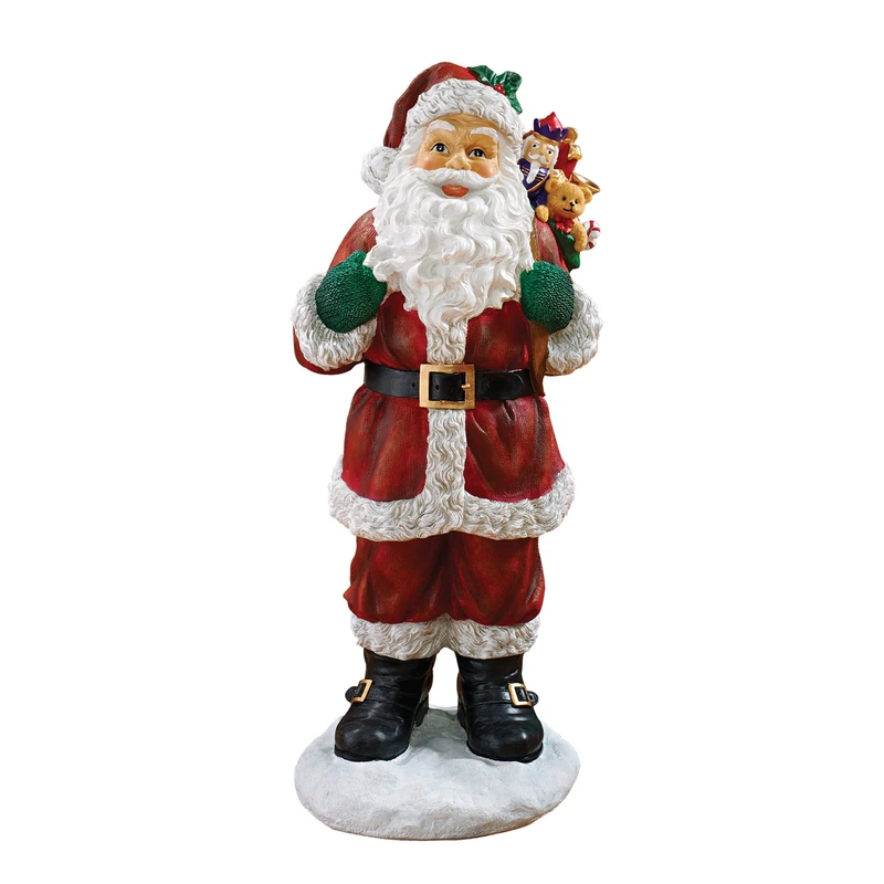 Design Toscano EU28288 Christmas Decorations - A Visit from Santa Claus and his Bag of Christmas Toys Holiday Decor Statue
