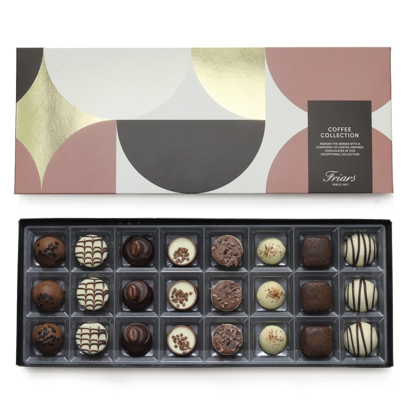 Friars Coffee Chocolate Selection Box - 24 Chocs | Tiramisu, Cappuccino, Caramel, Liqueur, White, Milk & Dark Chocs | Premium Chocolates For Special Occasions & Gifts | Suitable for Vegetarians
