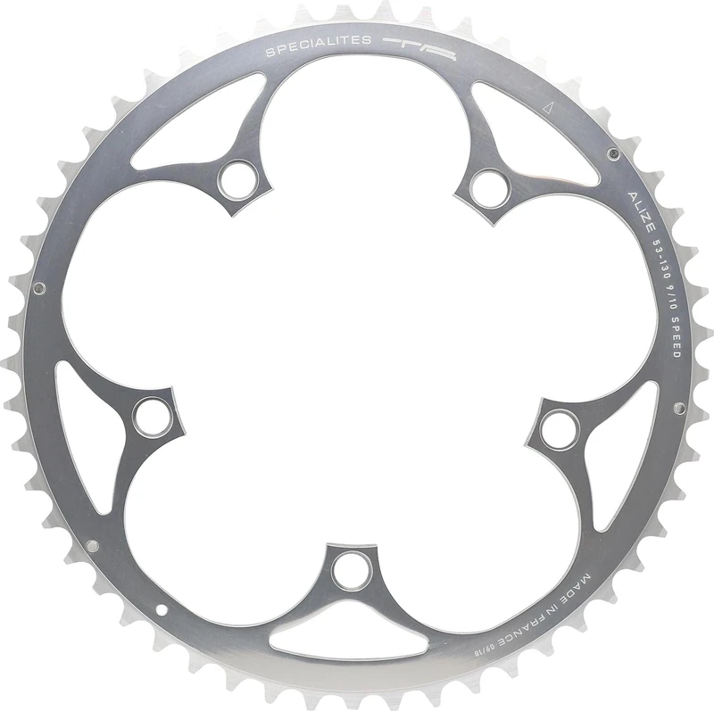 Spécialités TA Alize 130pcd 9/10 Speed Chainring, Silver, Outer 58t