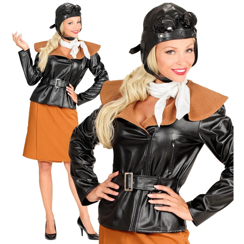 Widmann 06581 ? Adult Fancy Dress Costume Retro Fliegerin, Jacket, Skirt, Scarf and Hat