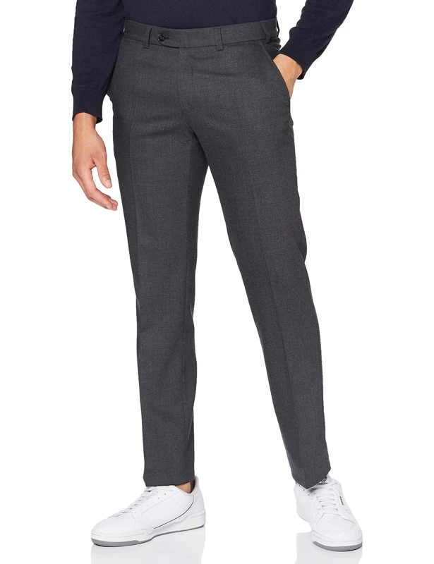 Eurex by Brax Men's Jan Flatfront Virgin Wool Mix Trousers, Mid Grey, 40 W/32 L