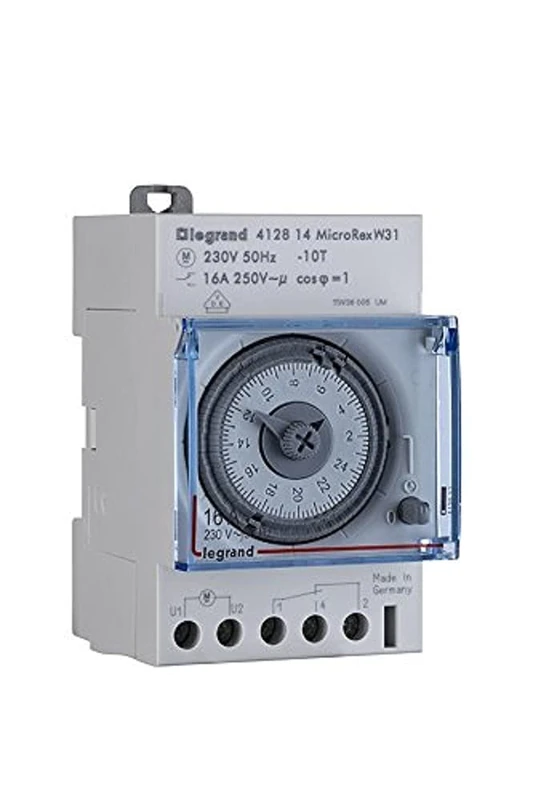 Legrand 412814 MicroRex W31 Mechanical Clock Timer with 7-Day Programme (Series Installation Timer for Top-Hat Rail, 3-Module)