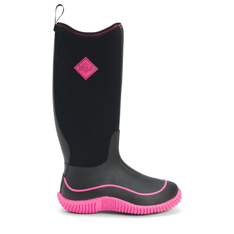 Muck Boots Women's Hale Pull On Waterproof Wellington Boot, Black Pink, 3