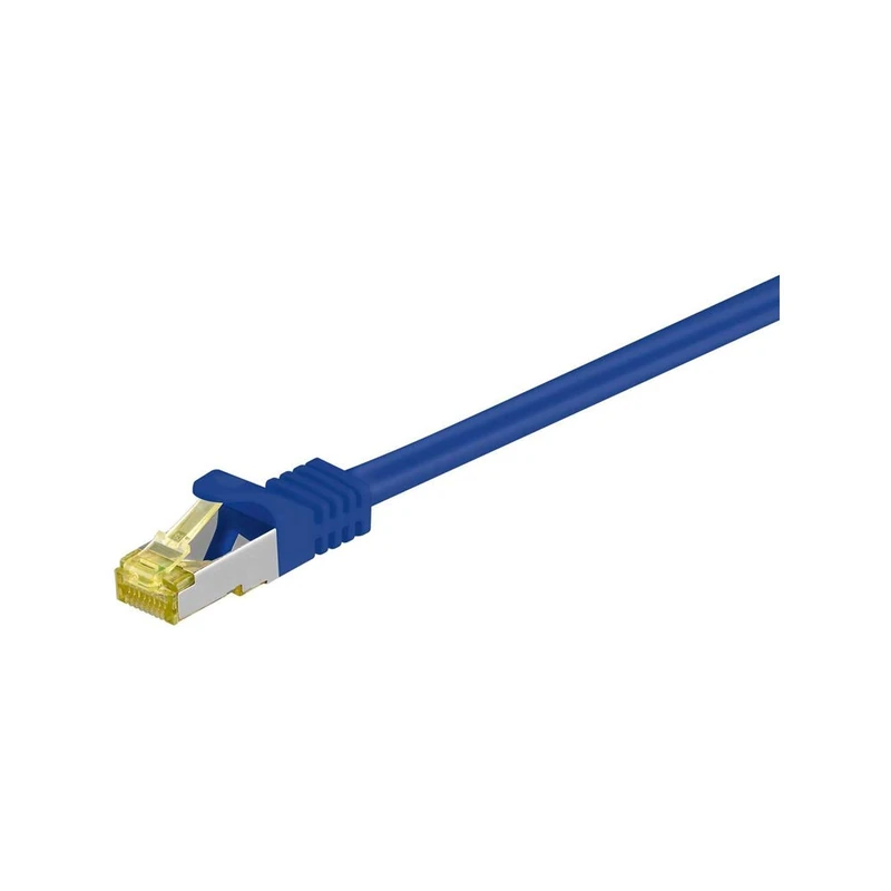 goobay 91673 RJ45 Patch Cable S/FTP (PiMF) with CAT 7 Raw Cable Blue Ethernet Cable