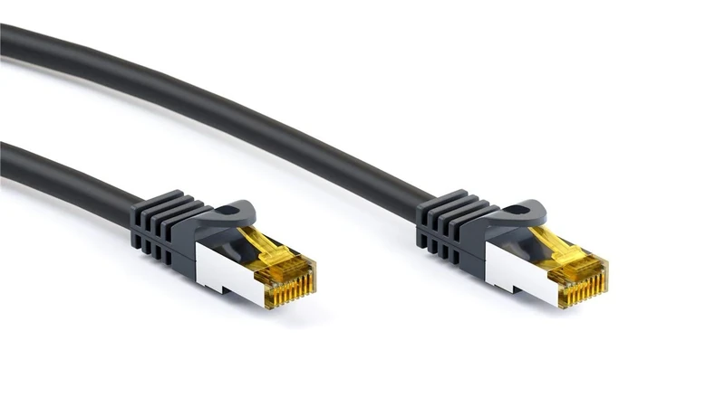 goobay 91671 RJ45 Patch Cable CAT 6A S/FTP (PiMF) with CAT 7 Raw Cable / 500 MHz Network Cable/Internet Cable RJ 45 Connector/LAN Cable Black 25 m