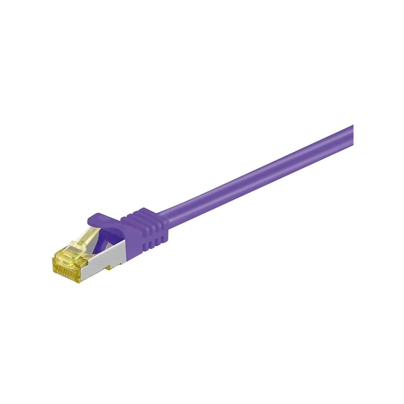 goobay 91681 RJ45 Patch Cable CAT 6A S/FTP (PiMF) with CAT 7 Raw Cable / 500 MHz Network Cable/Internet Cable RJ 45 Connector/LAN Cable/Purple 30 m