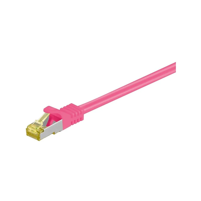 goobay 91659 RJ45 Patch Cable CAT 6A S/FTP (PiMF) with CAT 7 Raw Cable / 500 MHz Network Cable/Internet Cable RJ 45 Connector/LAN Cable/Magenta 20 m - Image 1