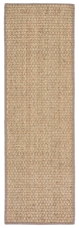 SAFAVIEH Natural Fiber Collection Runner Rug - 2'6" x 8', Natural & Grey, Seagrass, Basketweave Pattern with Border (NF114P)