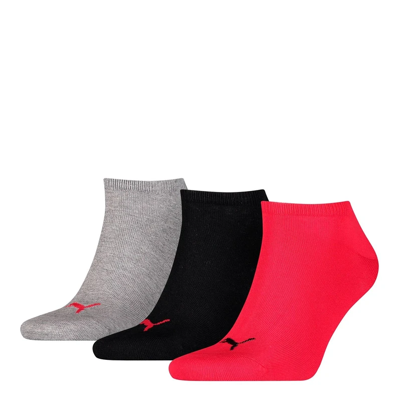 PUMA Men's Puma Unisex Sneaker Plain 3p Socks, Black/Red/Grey, 12-Oct UK, EU 43/46, K-REY-PU501BSE9