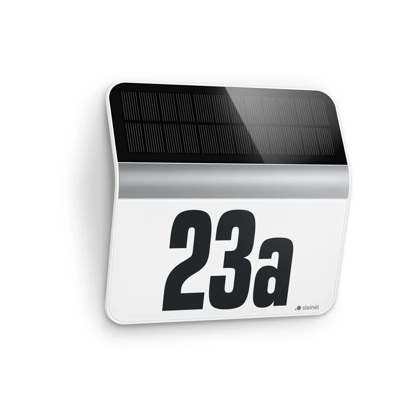 Steinel Solar House Number Light XSolar LH-N, Stainless Steel, Outdoor Solar Light, LED Wall Light, Including Street numbers and Letters